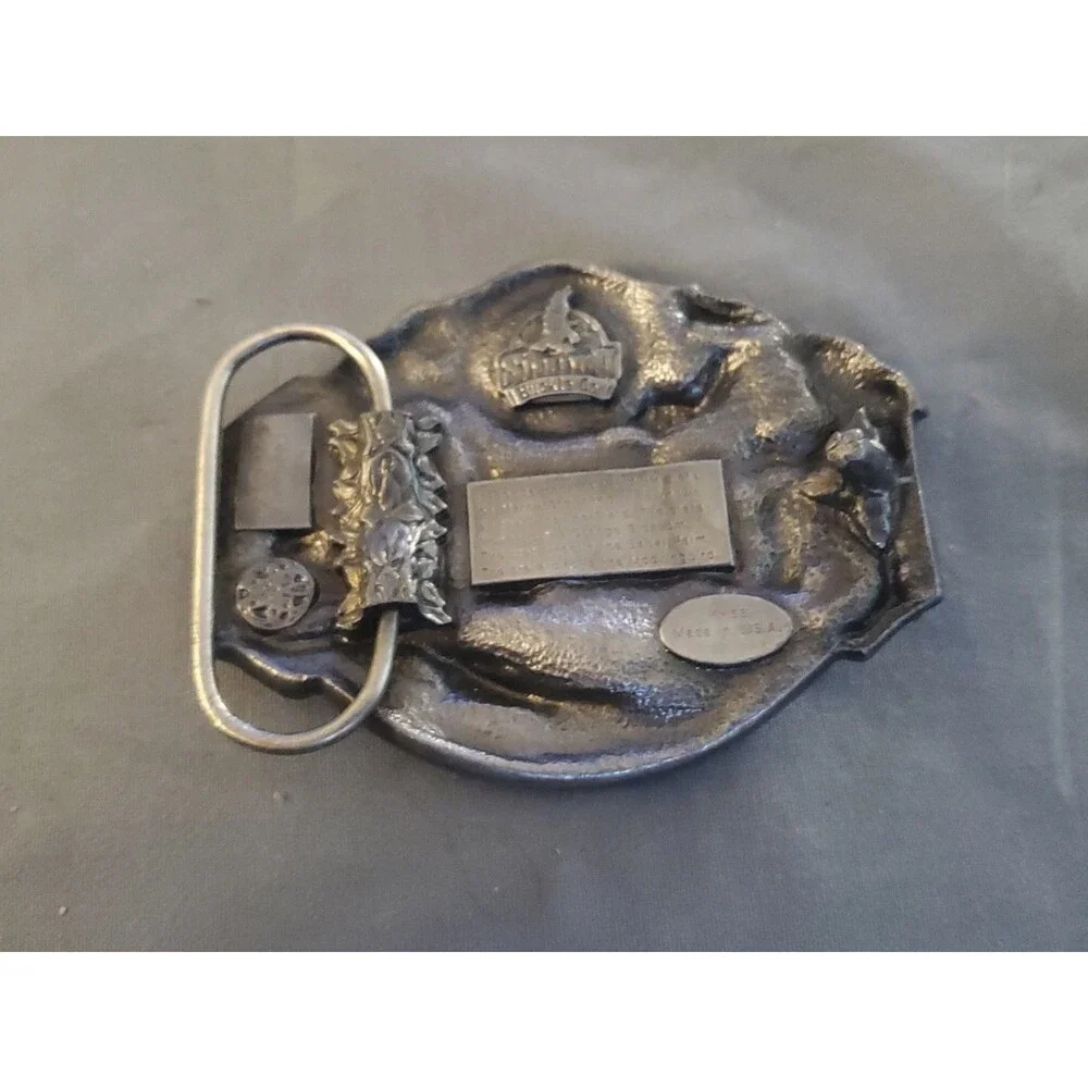 Vtg 1986 Siskiyou Florida State Belt Buckle Flamingo Alligator Oranges Made USA